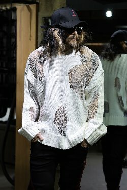 網紗破損透視鏤空網針織毛衣