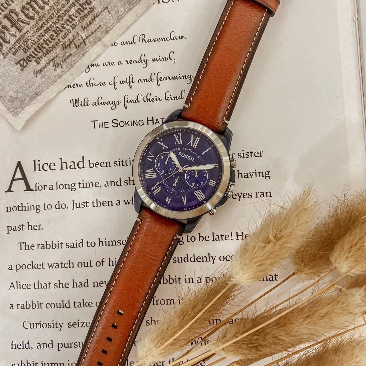 【FOSSIL】Grant復古羅馬時標三眼皮革腕錶 FS5151 (44mm)  現代鐘錶