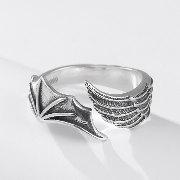 【ACCY016】善惡羽翼不對稱開口設計戒指
