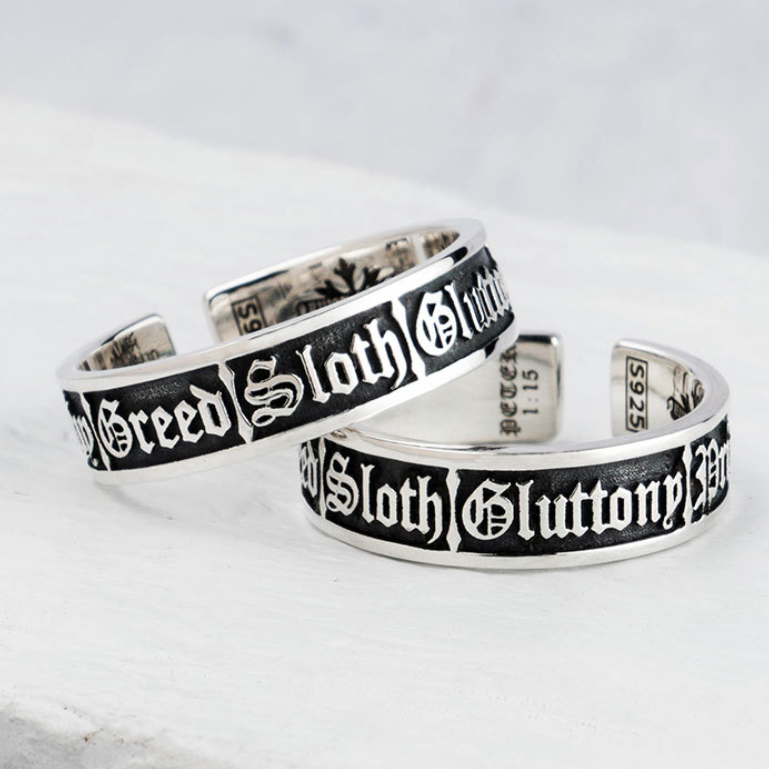 【ACCY018】七宗罪哥德文字開口設計戒指