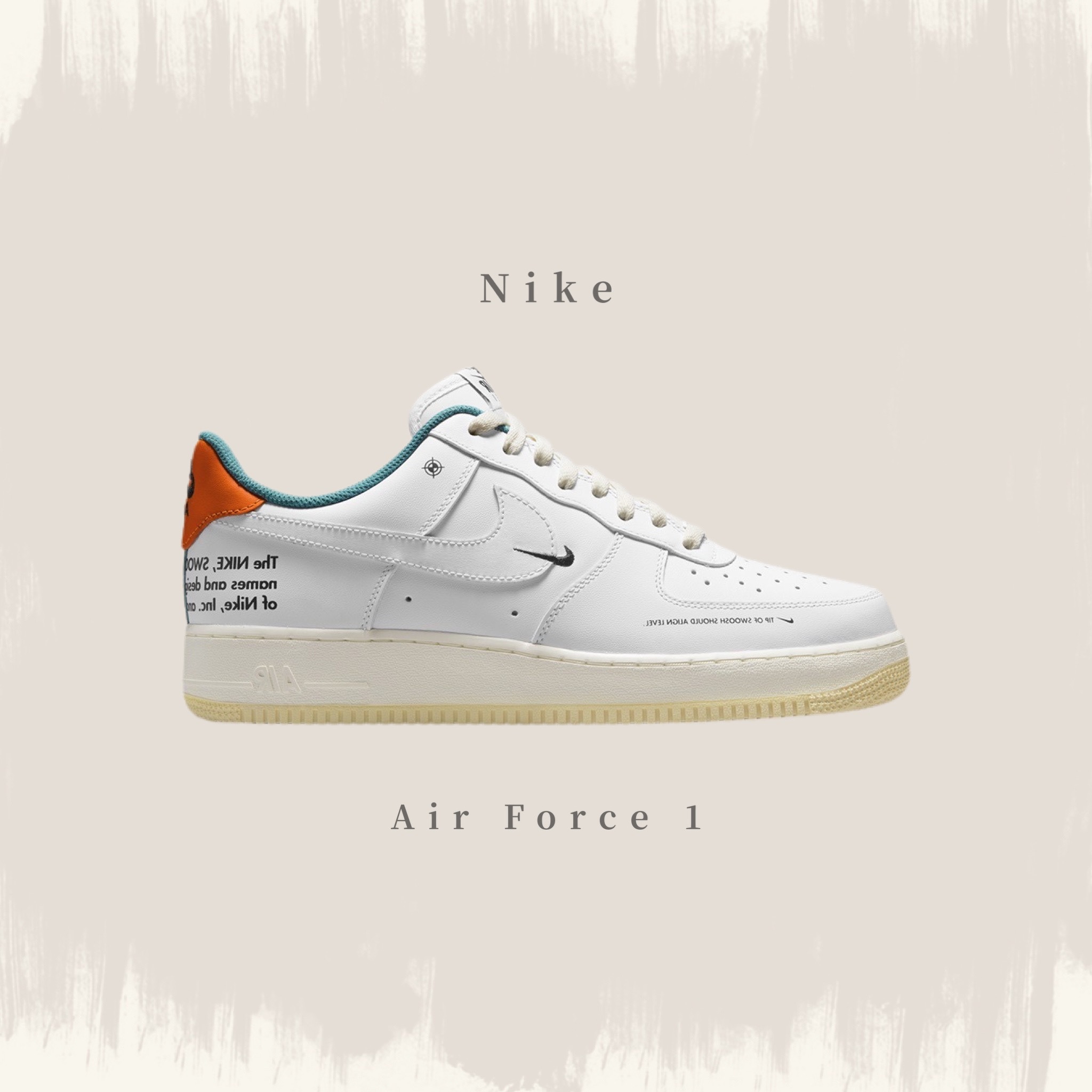 NIKE AIR FORCE 1 AF1 1 標語OFF WHITE 風格白綠橙