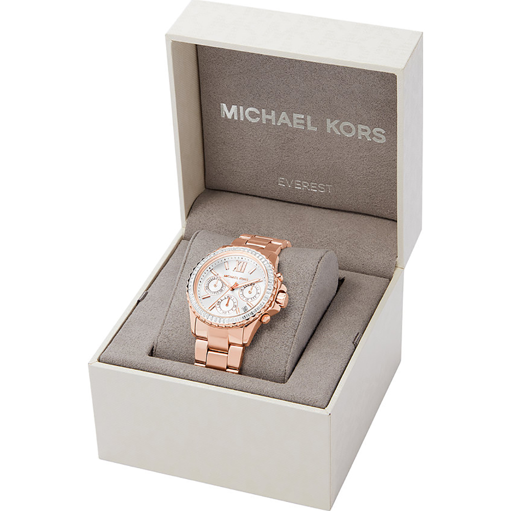 萬年鐘錶 - Michael Kors /  MK女錶   MK方形晶鑽三眼計時女錶  MK7213 錶徑36MM