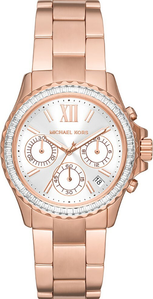 萬年鐘錶 - Michael Kors /  MK女錶   MK方形晶鑽三眼計時女錶  MK7213 錶徑36MM