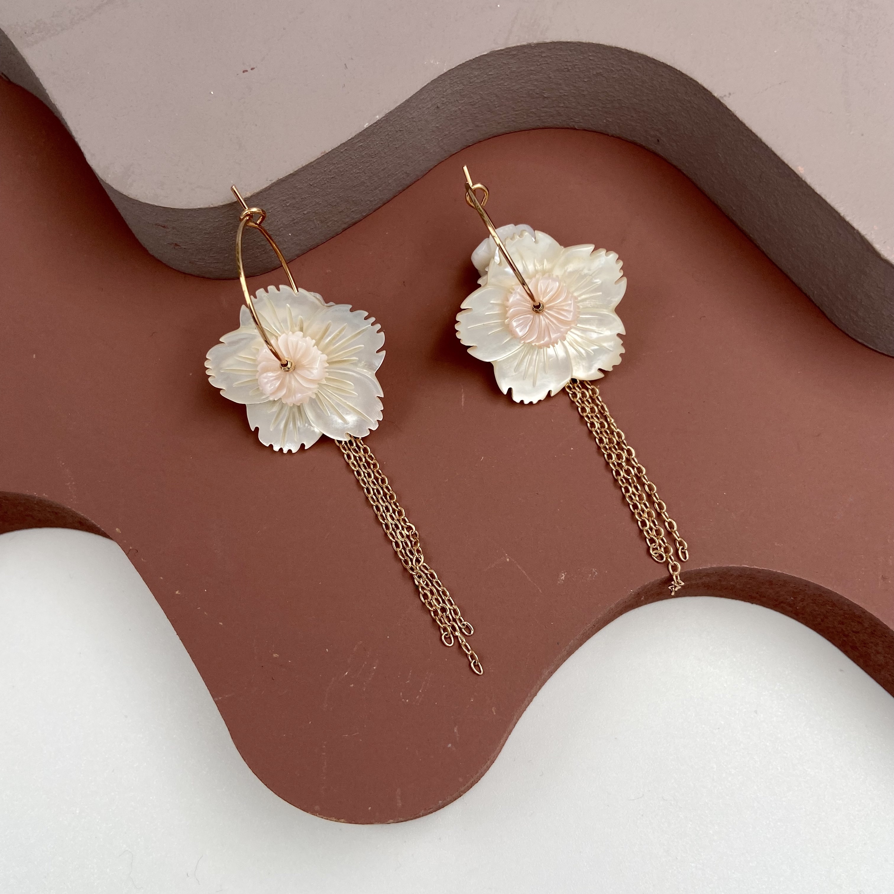 COLE COOL多層次兩用純銀貝殼櫻花耳環