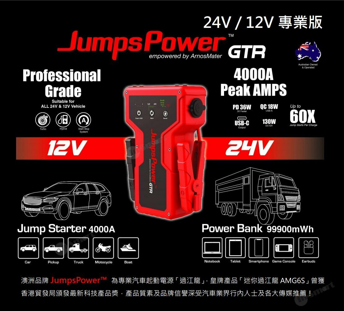 JumpsPower - GTR 專業版24V/12V 4000A 迷你救車寶/過江龍連