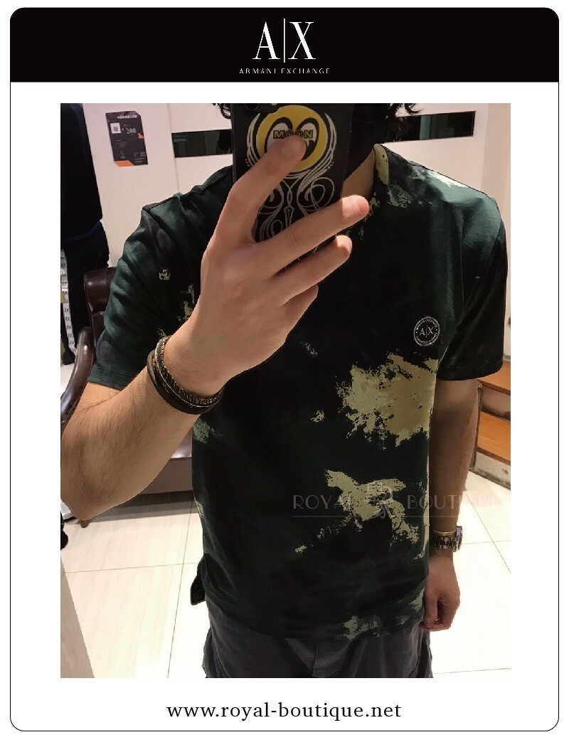 Armani Exchange 墨綠水墨迷彩短T