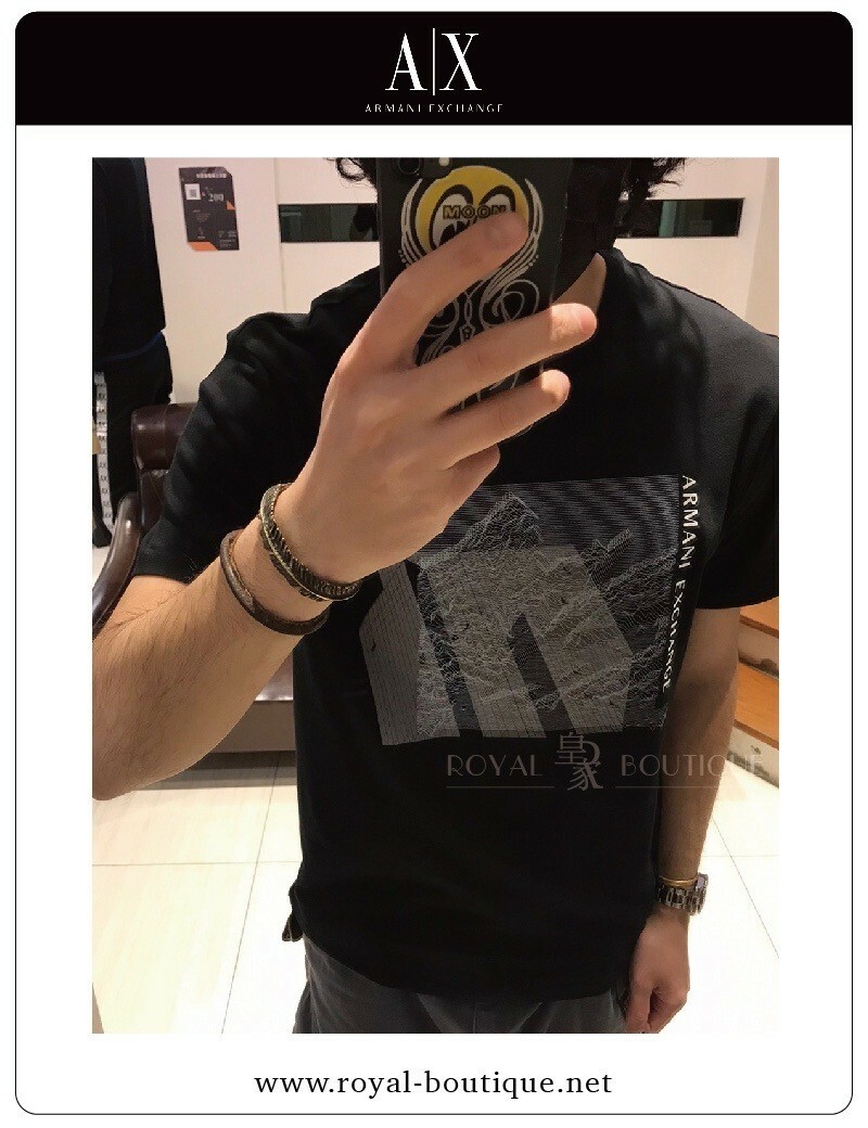 Armani Exchange 虛線幾何膠印短T