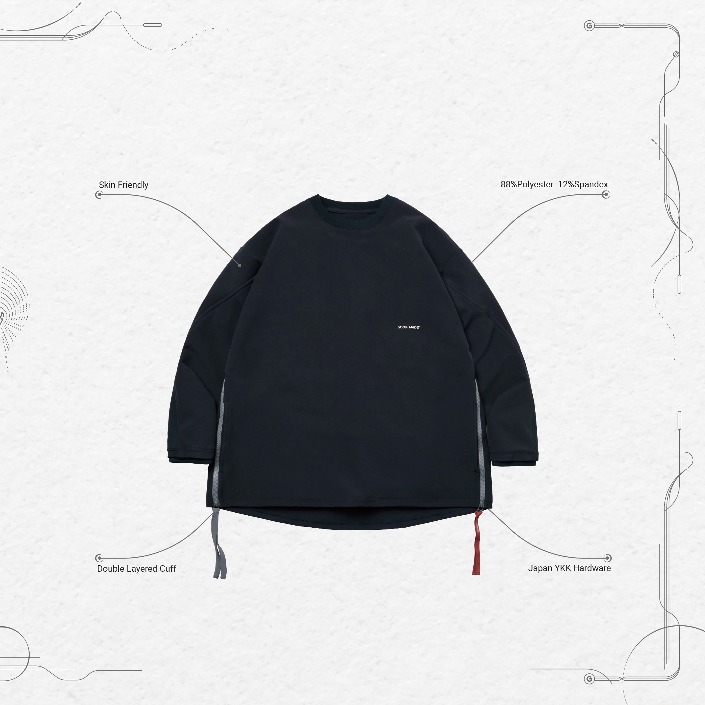 トップス GOOPiMADE Fixation Logo wide crewneck LWN-01 “Fixation” Logo Wide Crewneck - Bathyal