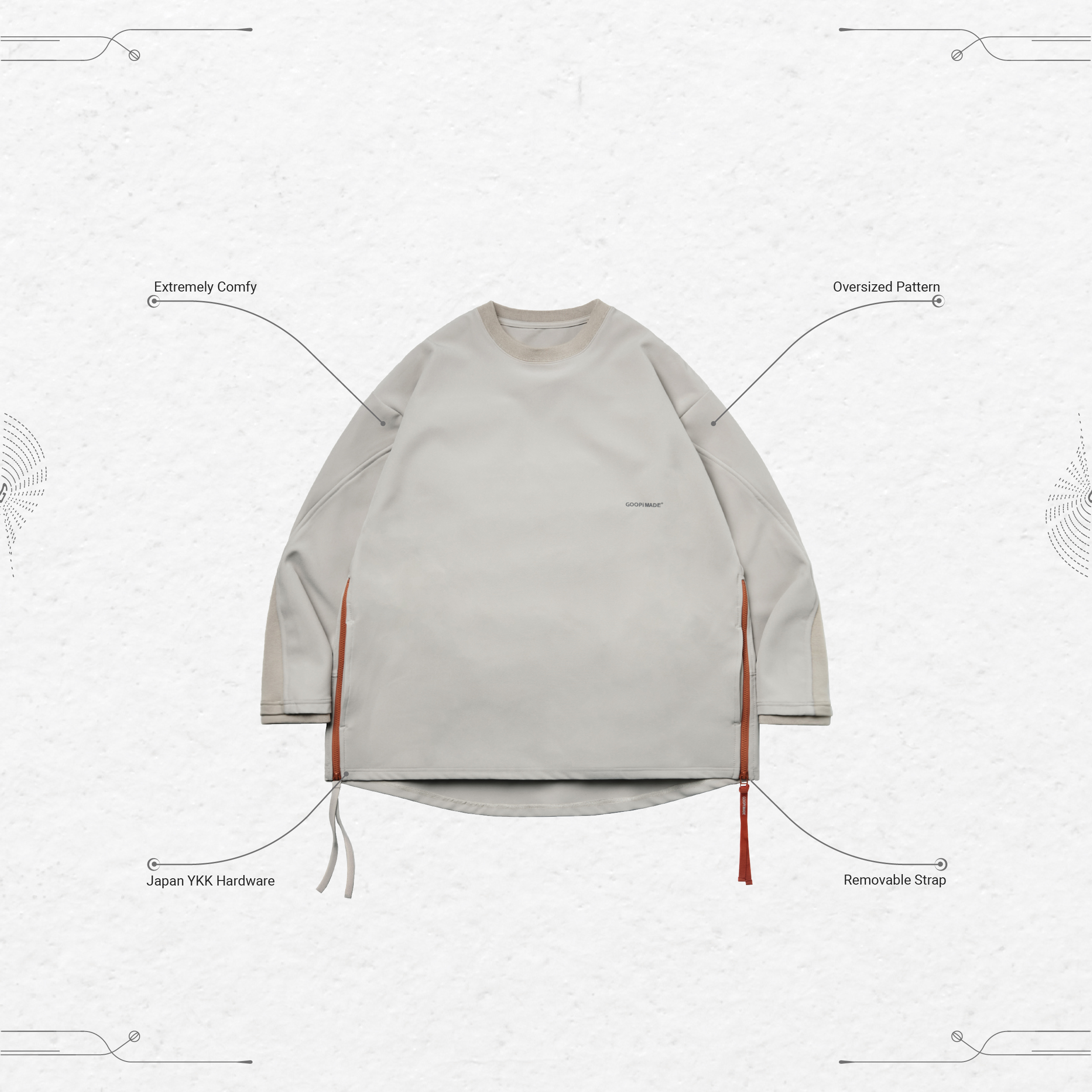 LWN-01 “Fixation” Logo Wide Crewneck - Cream