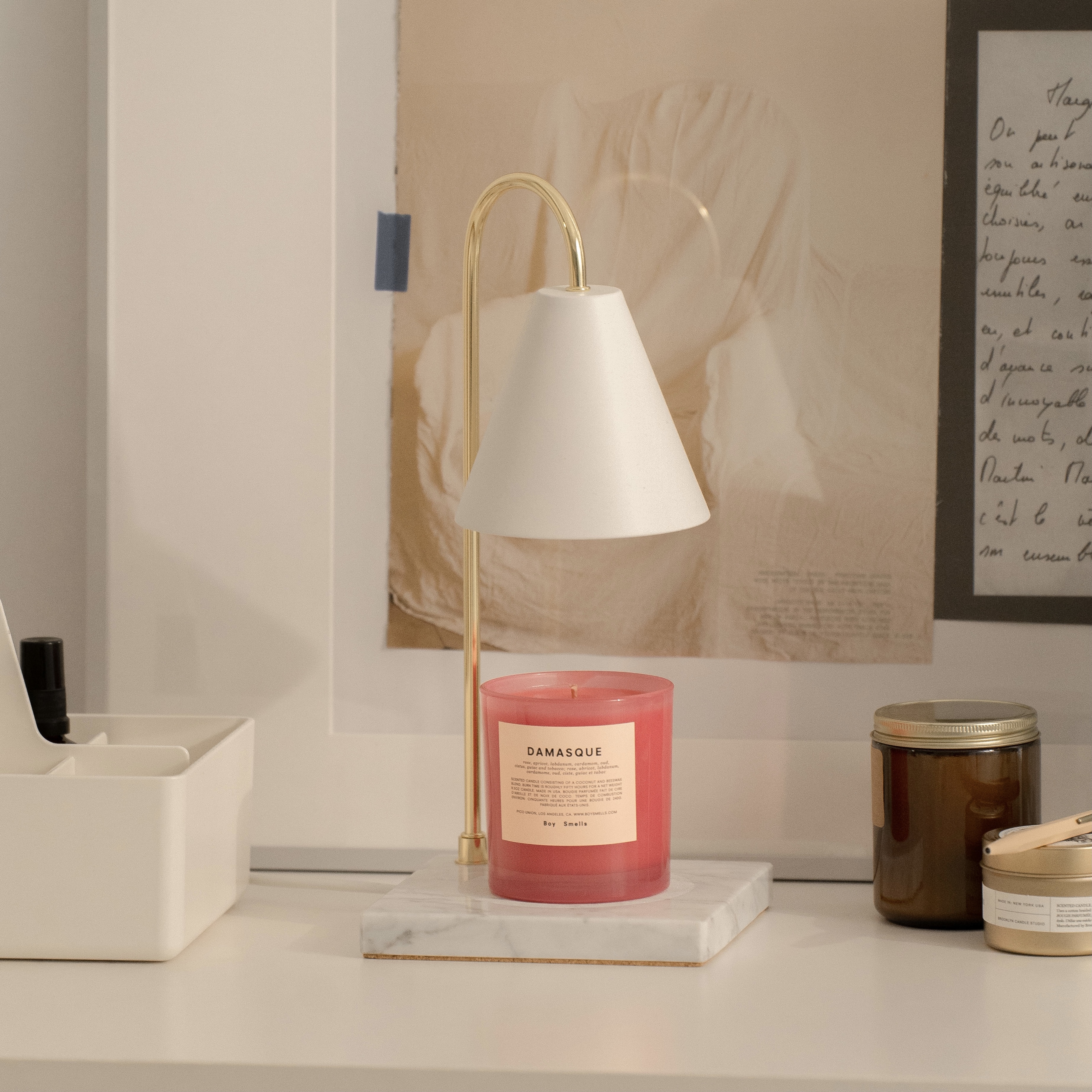 經典大理石款 (白色) 融蠟燈 香氛蠟燭暖燈 - HOOOME