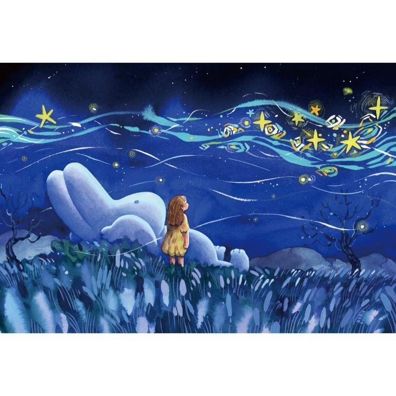 【PUZZLE STORY】afu 大白兔 星空下  300片拼圖