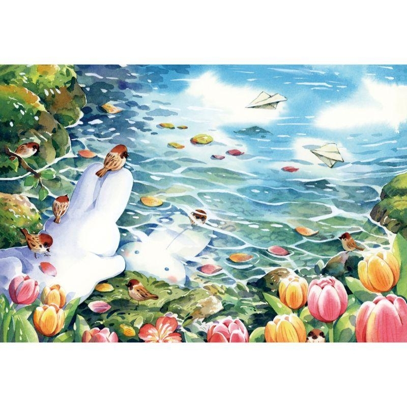 【PUZZLE STORY】afu 大白兔 念念湖畔  300片拼圖