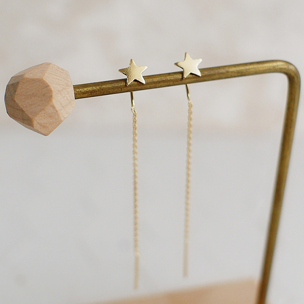 金色星軌耳線式純銀耳環/SE572 垂墜式耳環 優雅簡約 女生禮物 星星耳環 聖誕禮物禮盒