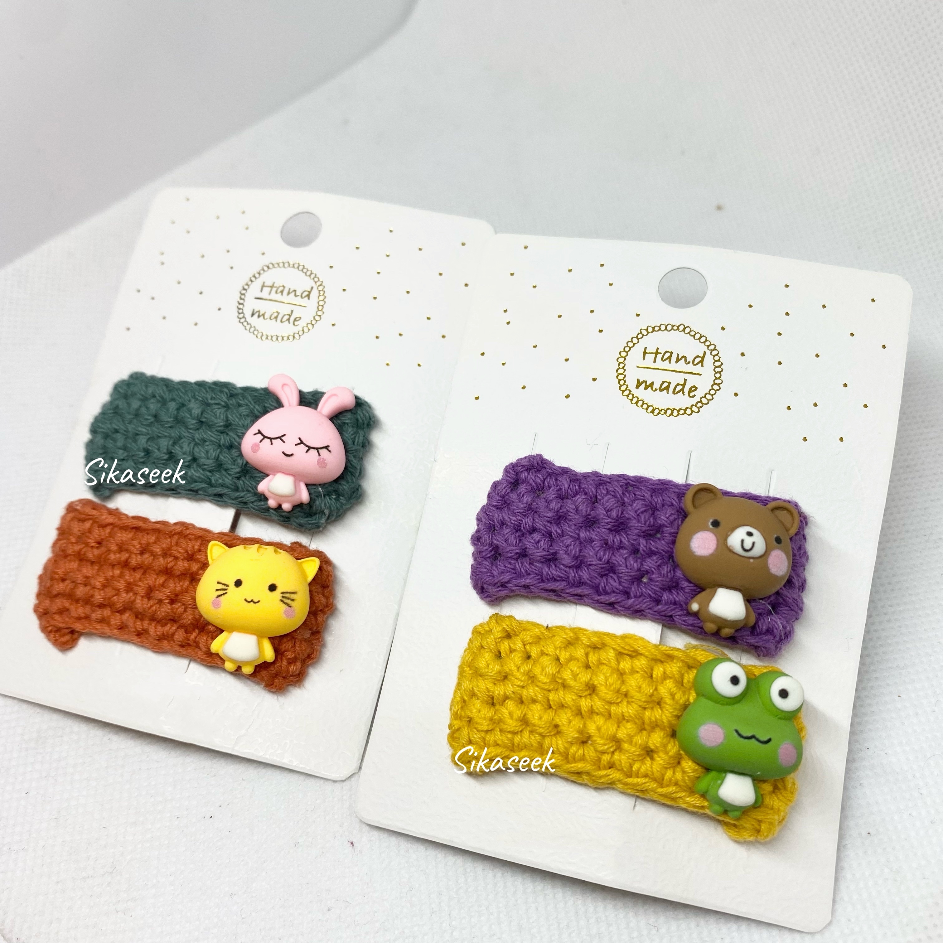 SK9257   毛線QQ動物頭夾 (一套5個 )