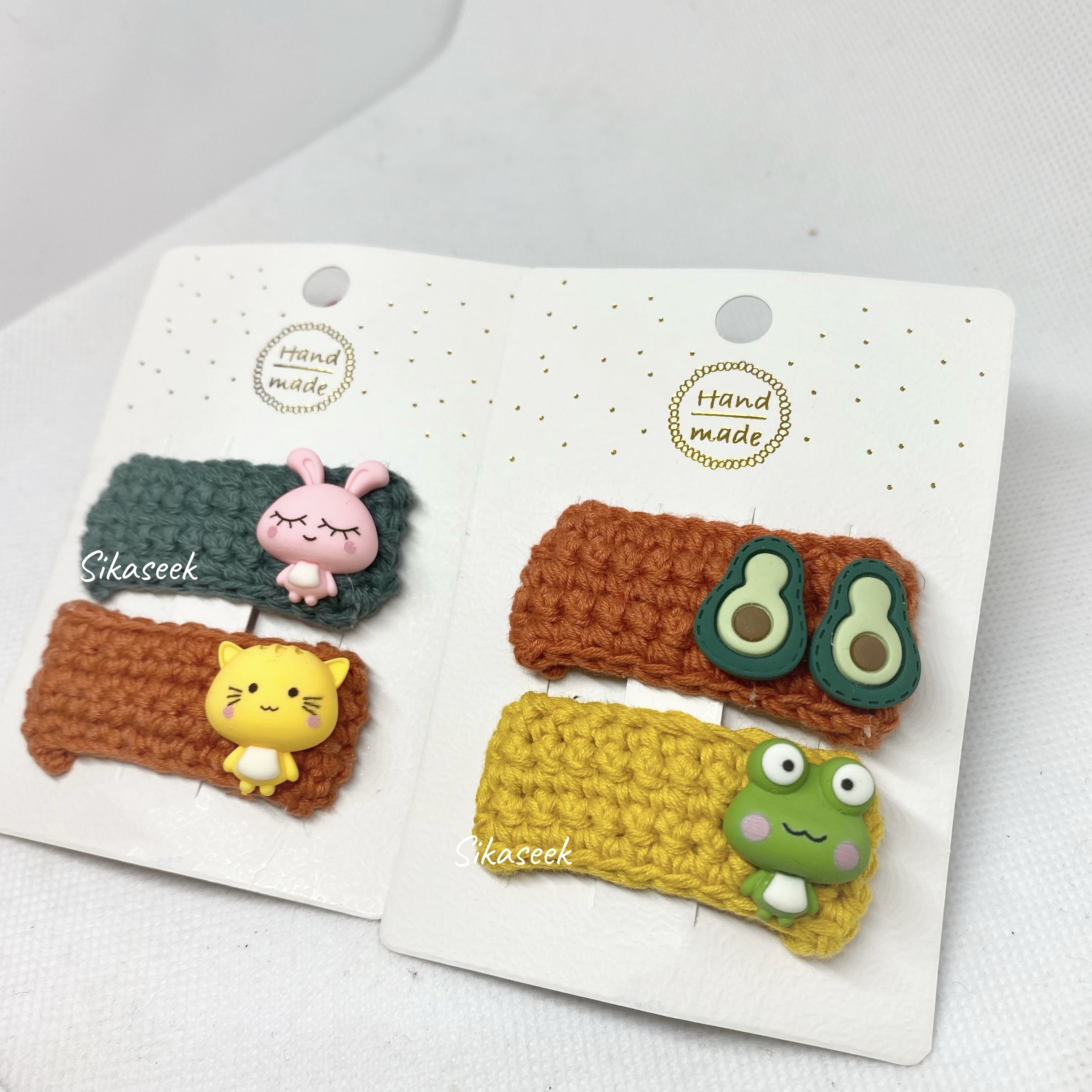 SK9257   毛線QQ動物頭夾 (一套5個 )