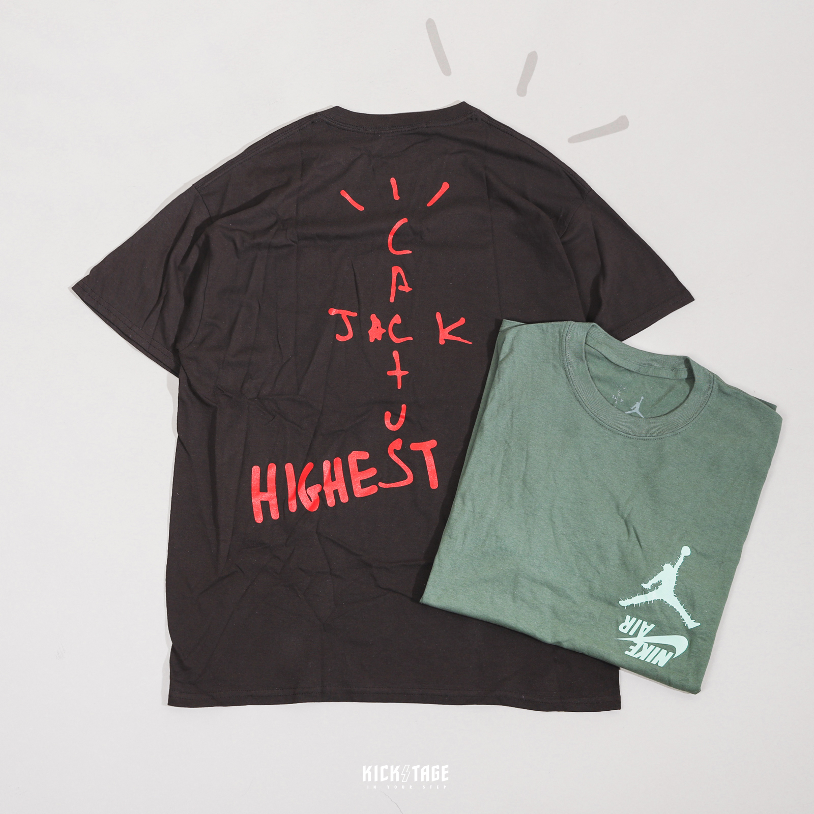 [特價售出無退換]  TRAVIS SCOTT x AIR JORDAN Cactus Jack HIGHEST 咖啡 綠色 仙人掌 倒勾 短袖 短T TS AJ1【TSAJ-BR】【TSAJ-GR】