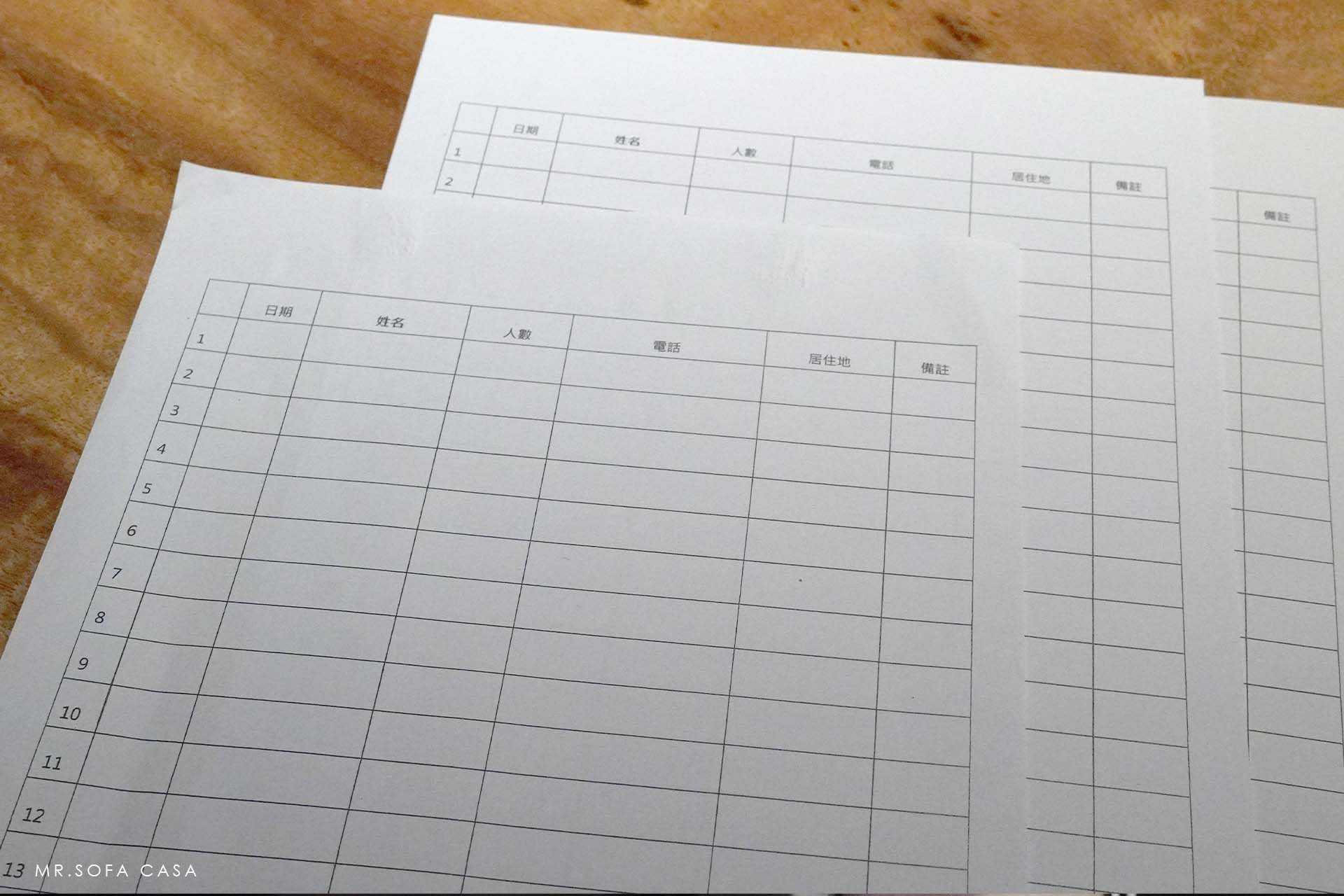 除了酒精消毒及測溫，也需要大家填寫實名制的表單