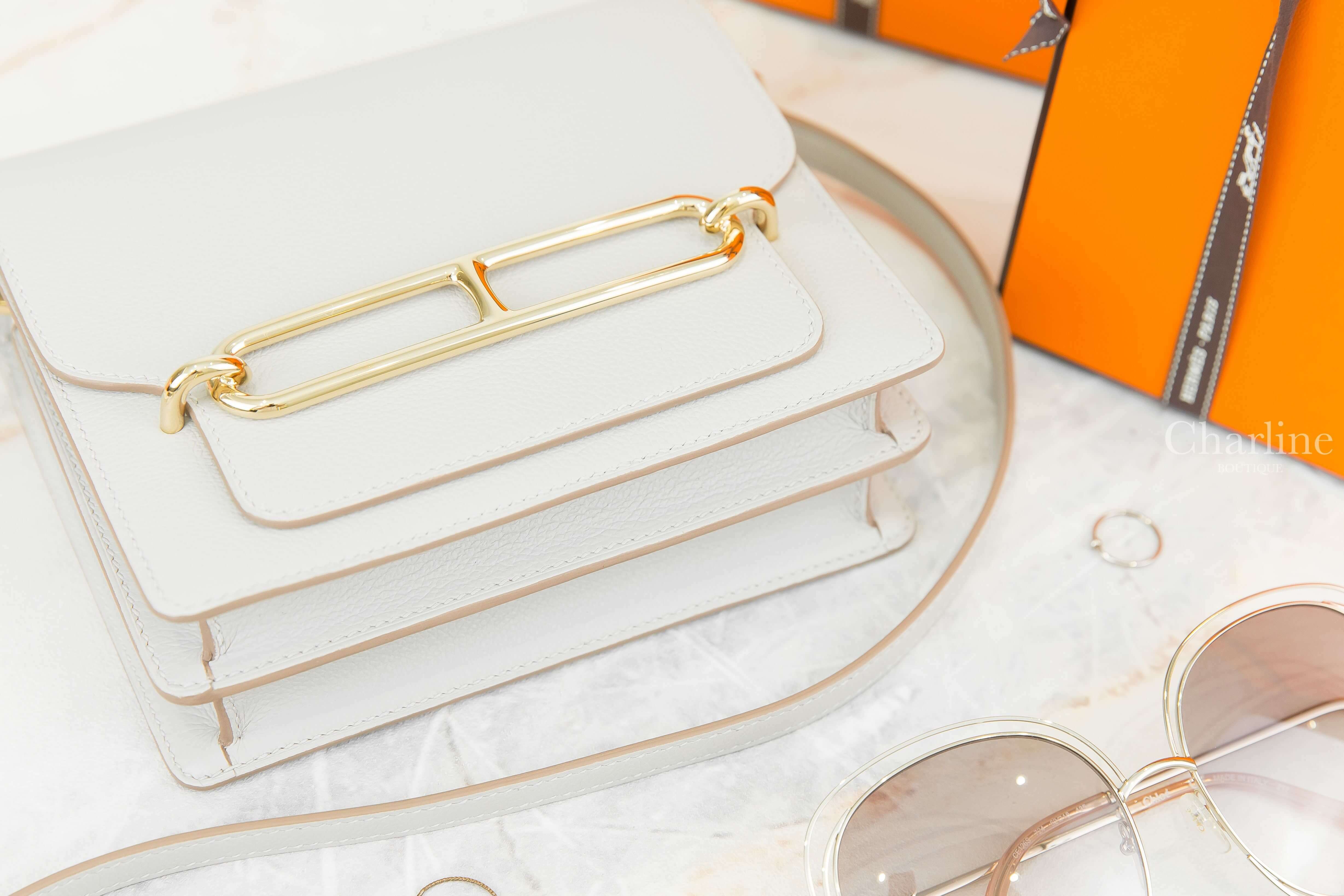 Hermès Roulis Mini Bag 80 Gris Perle Evercolor Z刻珍珠灰金釦肩背包-Charline Boutique 精品代購