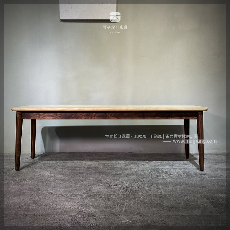 限時優惠-明日雙色全實木長凳(僅此一組)