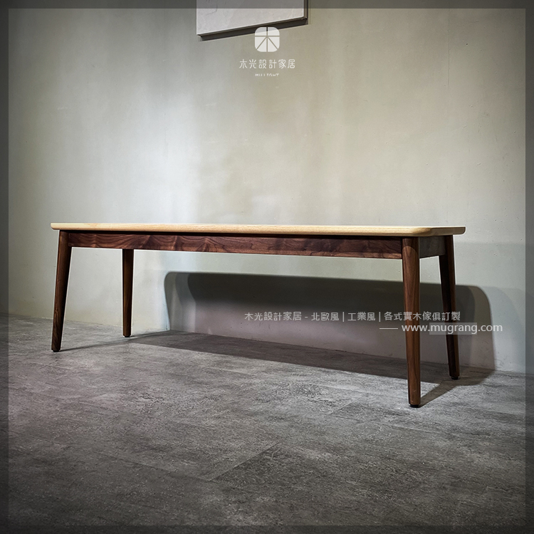 限時優惠-明日雙色全實木長凳(僅此一組)