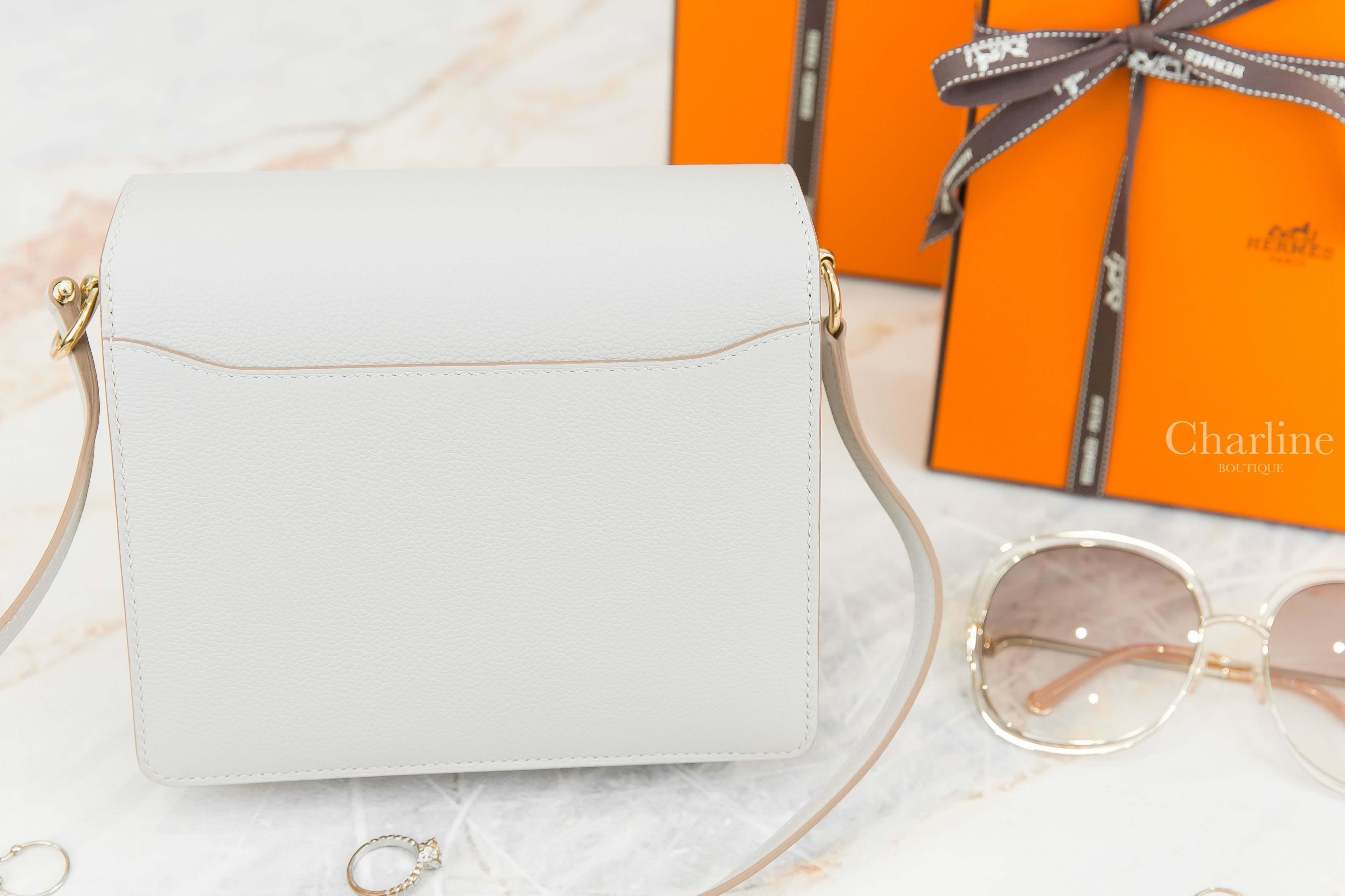 Hermès Roulis Mini Bag 80 Gris Perle Evercolor Z刻珍珠灰金釦肩背包-Charline Boutique 精品代購