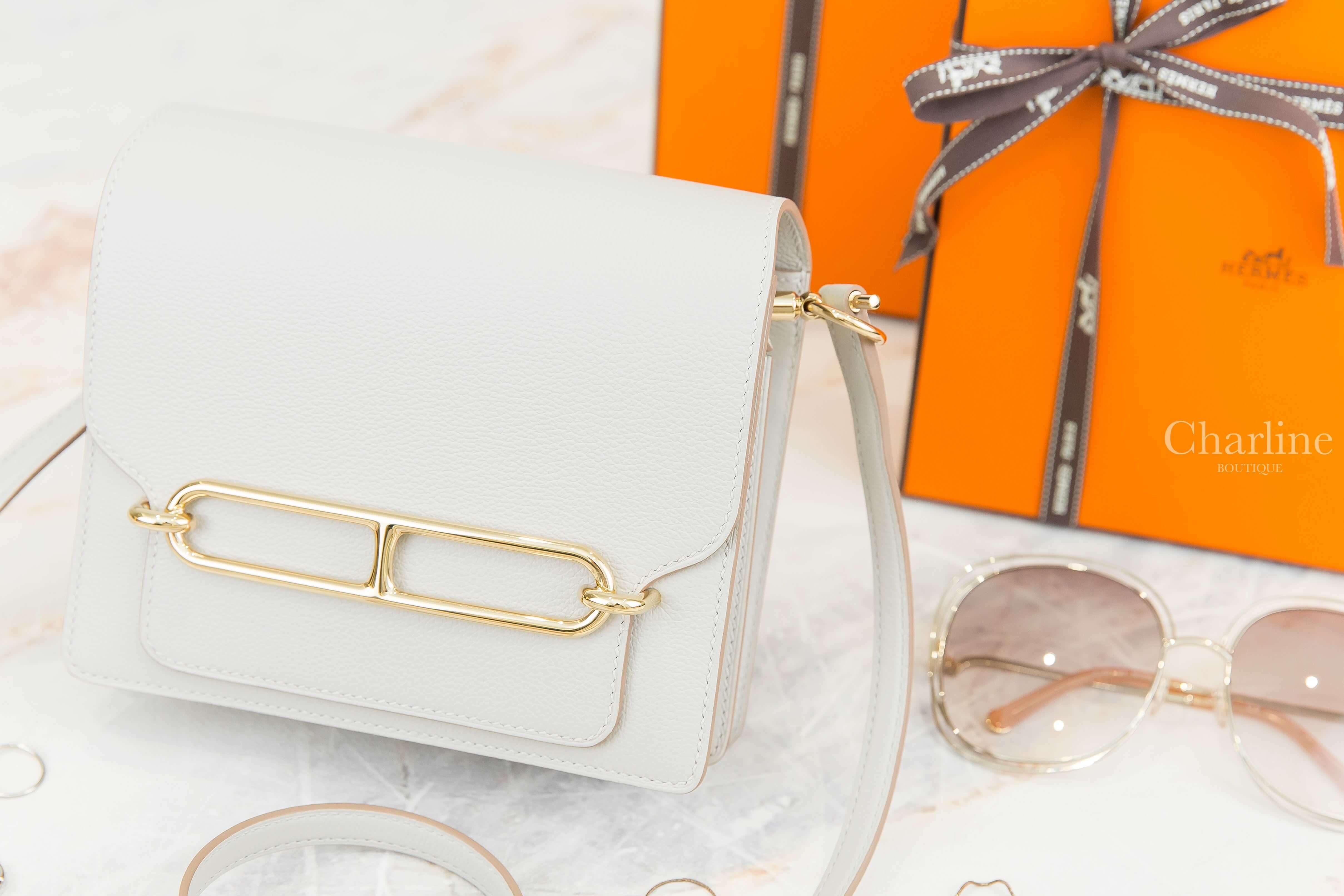 Hermès Roulis Mini Bag 80 Gris Perle Evercolor Z刻珍珠灰金釦肩背包-Charline Boutique 精品代購