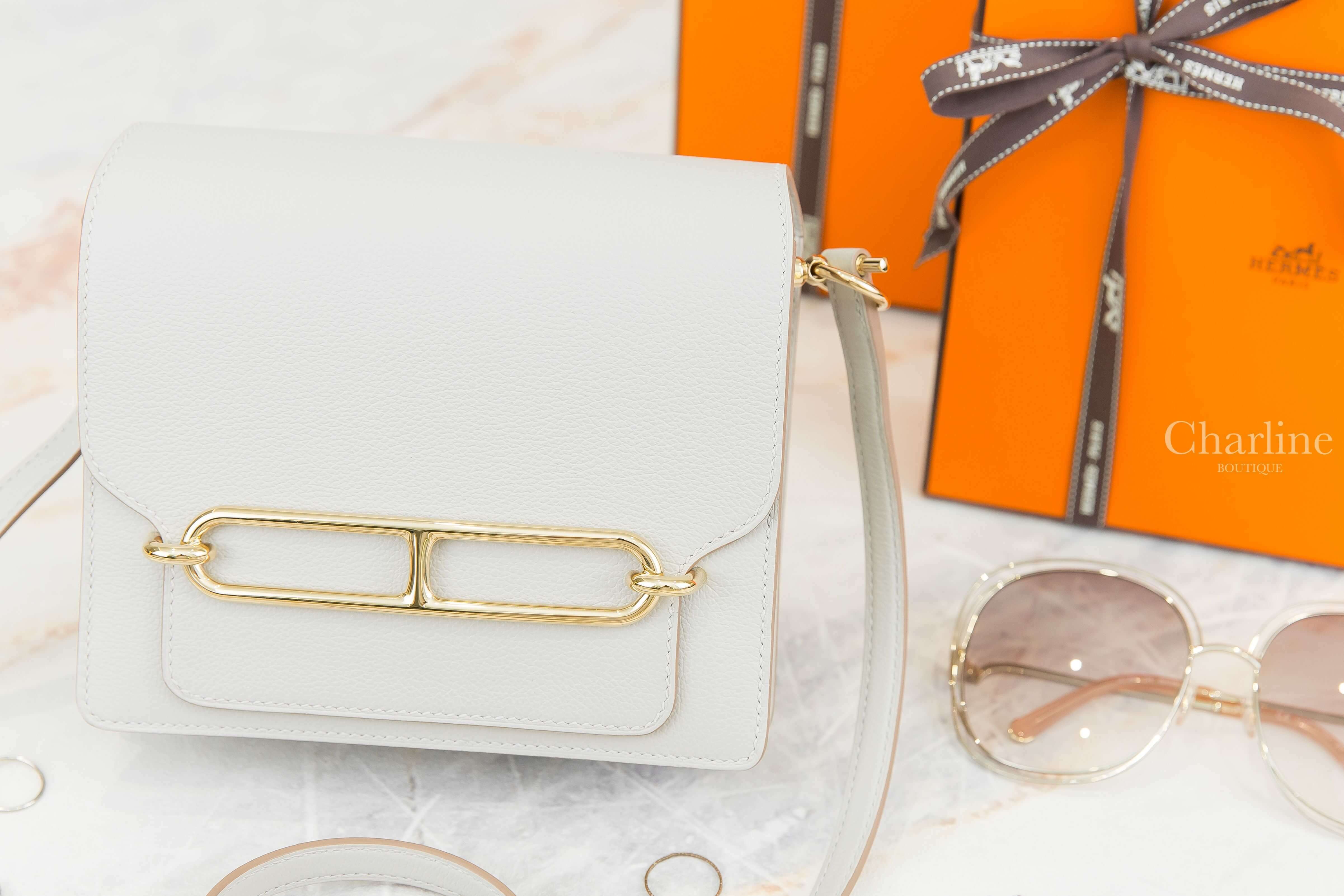 Hermès Roulis Mini Bag 80 Gris Perle Evercolor Z刻珍珠灰金釦肩背包-Charline Boutique 精品代購