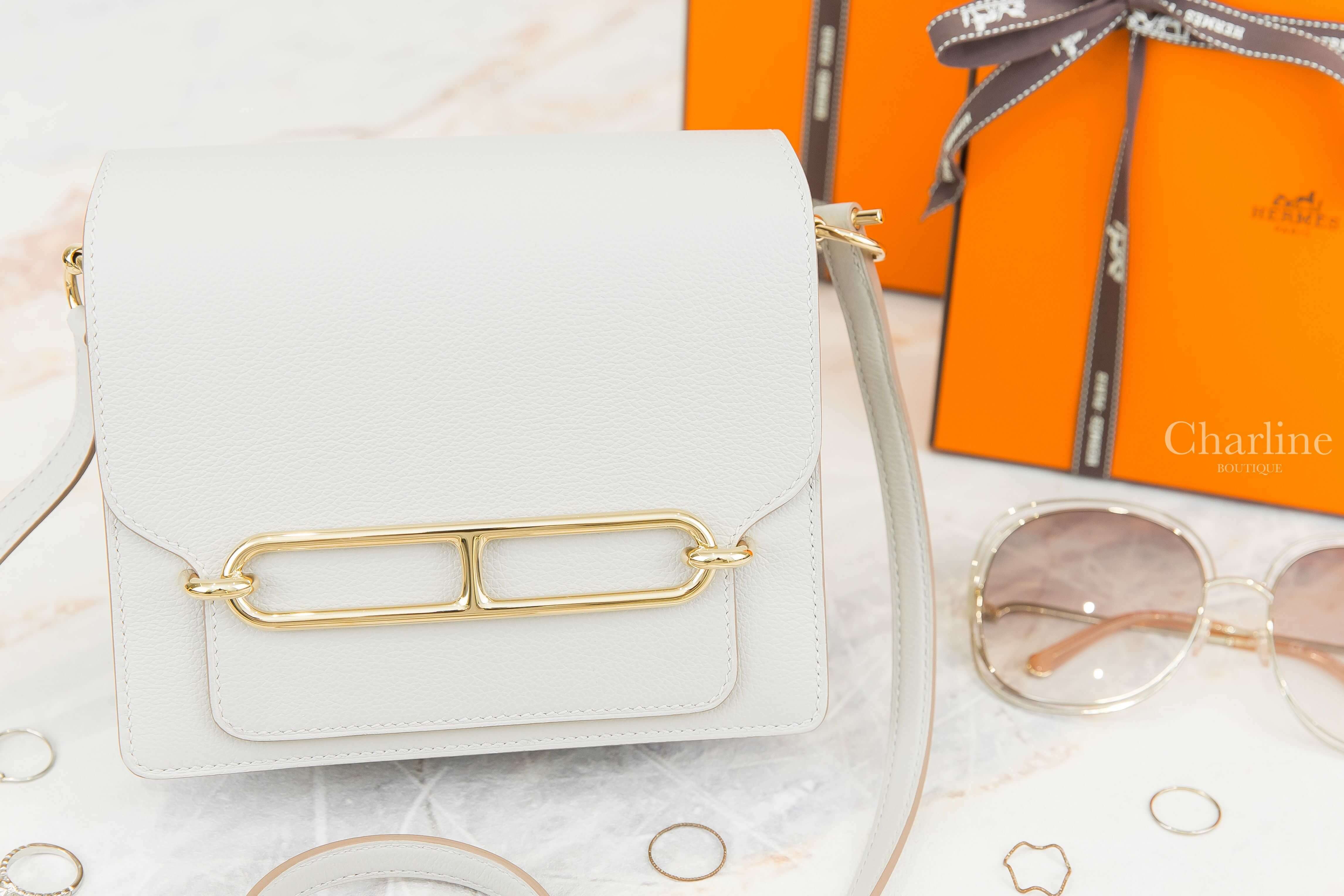Hermès Roulis Mini Bag 80 Gris Perle Evercolor Z刻珍珠灰金釦肩背包-Charline Boutique 精品代購