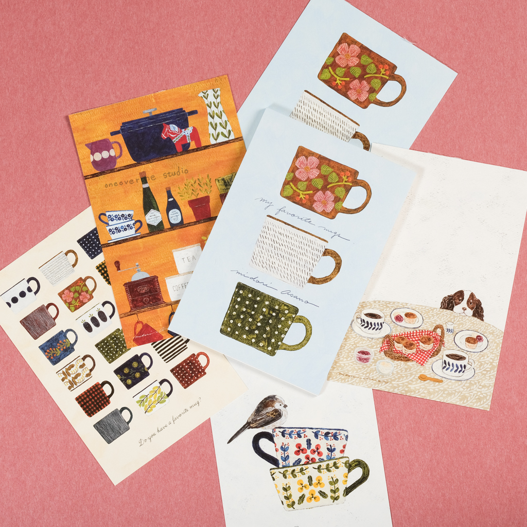 10枚明信片箋/my favorite mugs/Midori Asano/表現社/JAPAN