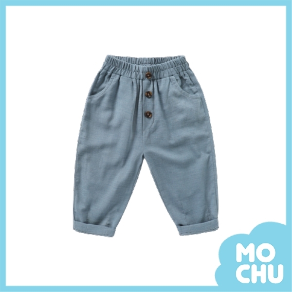 棉麻鈕扣休閒長褲(四色)