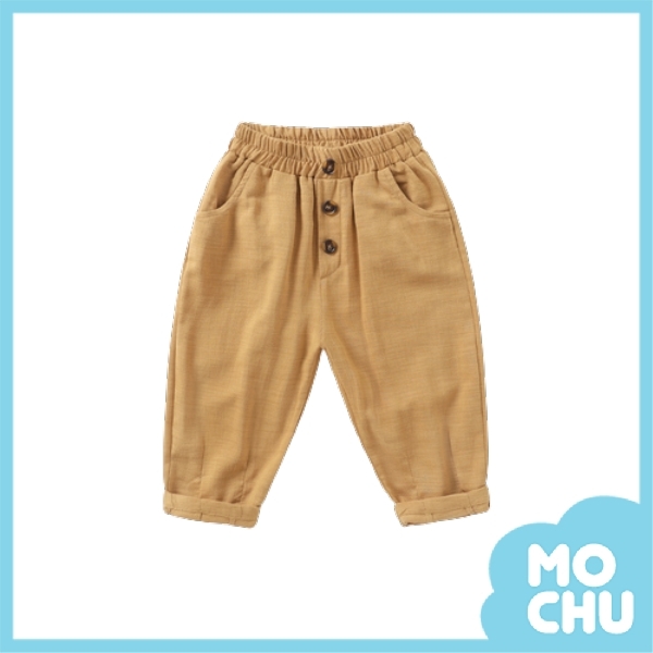 棉麻鈕扣休閒長褲(四色)