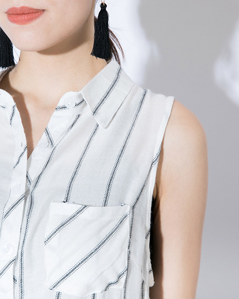 【零碼出清不退換】排釦開衩長版無袖背心上衣