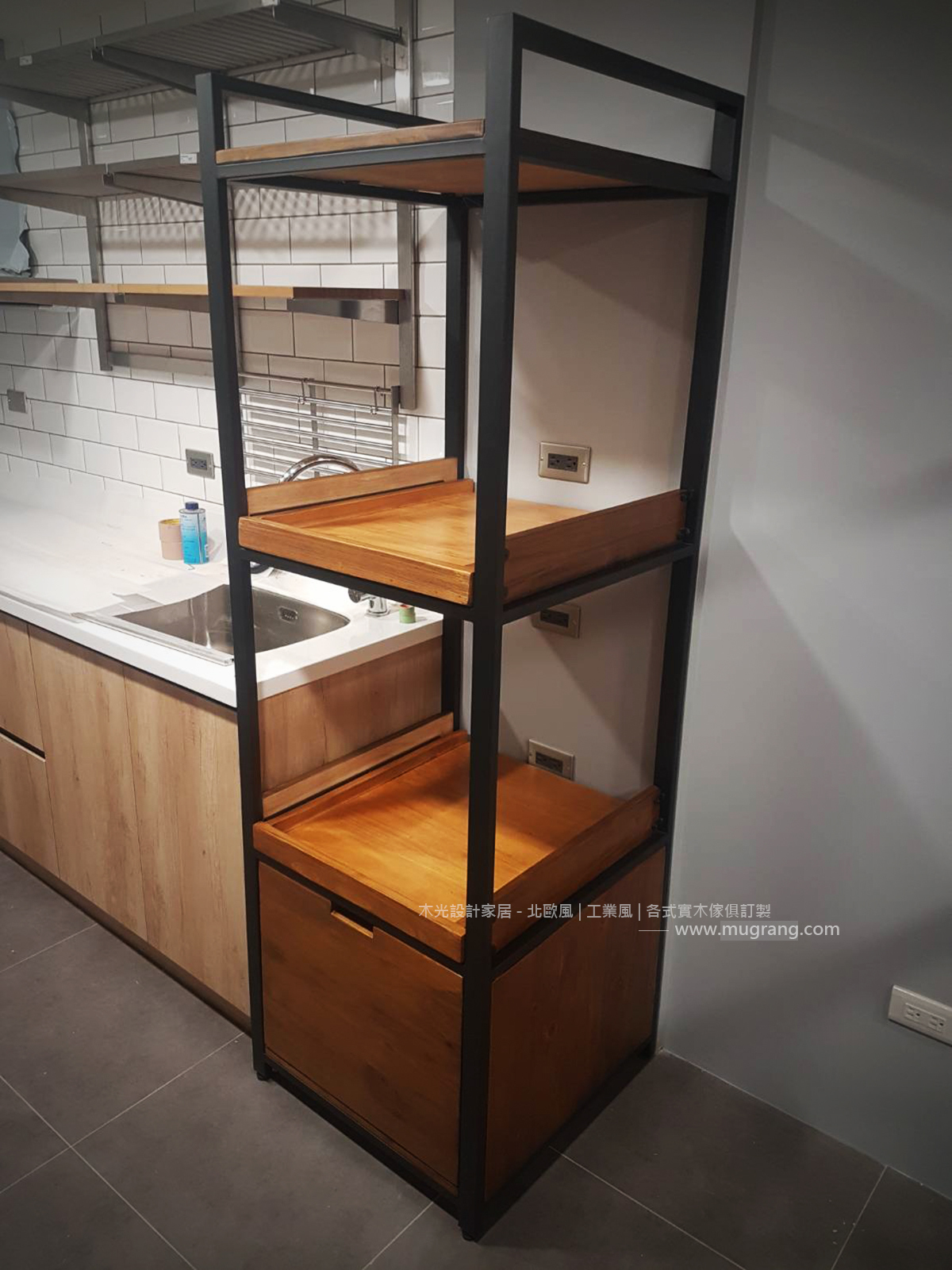 美式實木抽屜收納電器櫃(可訂製)