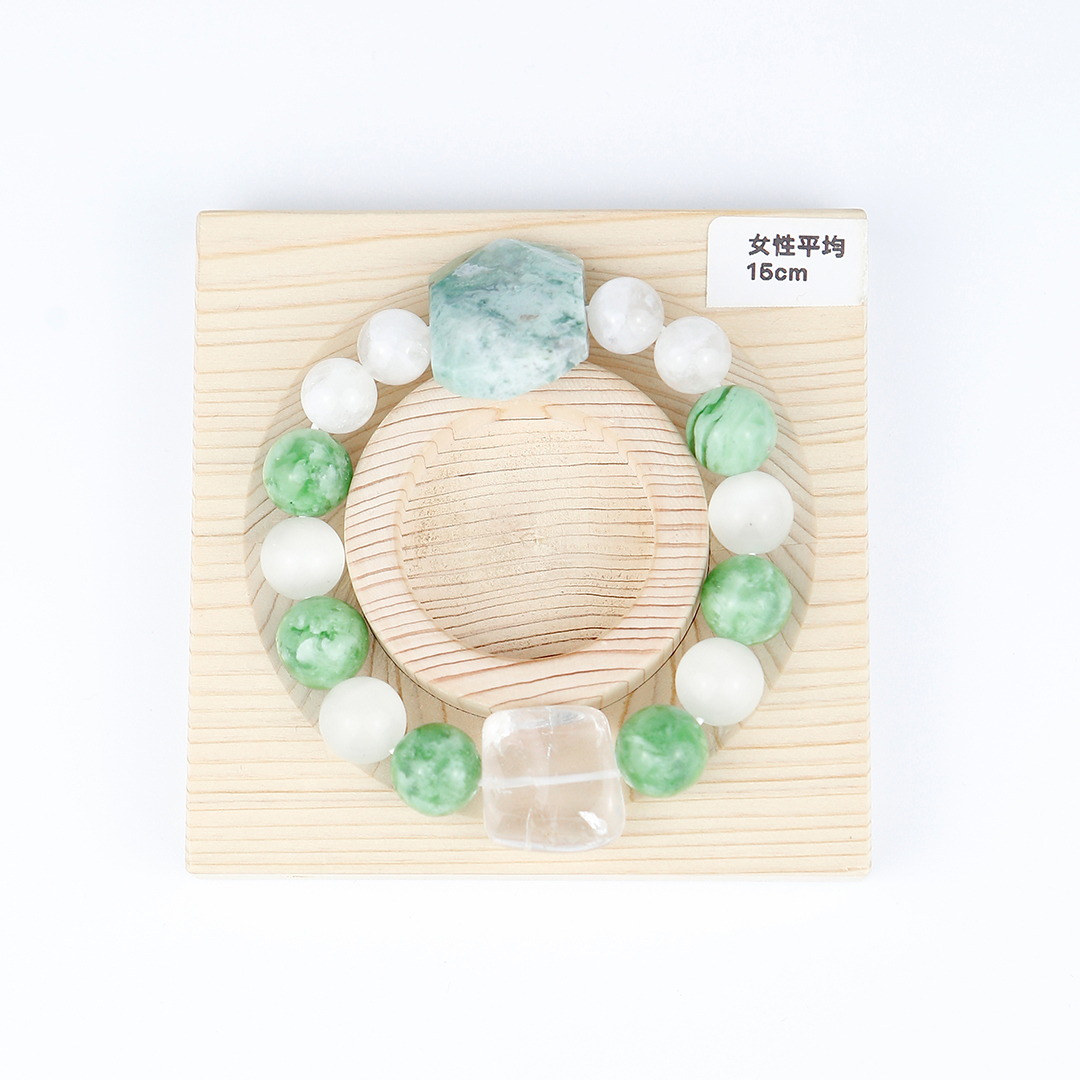 072123七輪調和手串/水草瑪瑙白晶/天然晶石/能量石/原生態/療癒