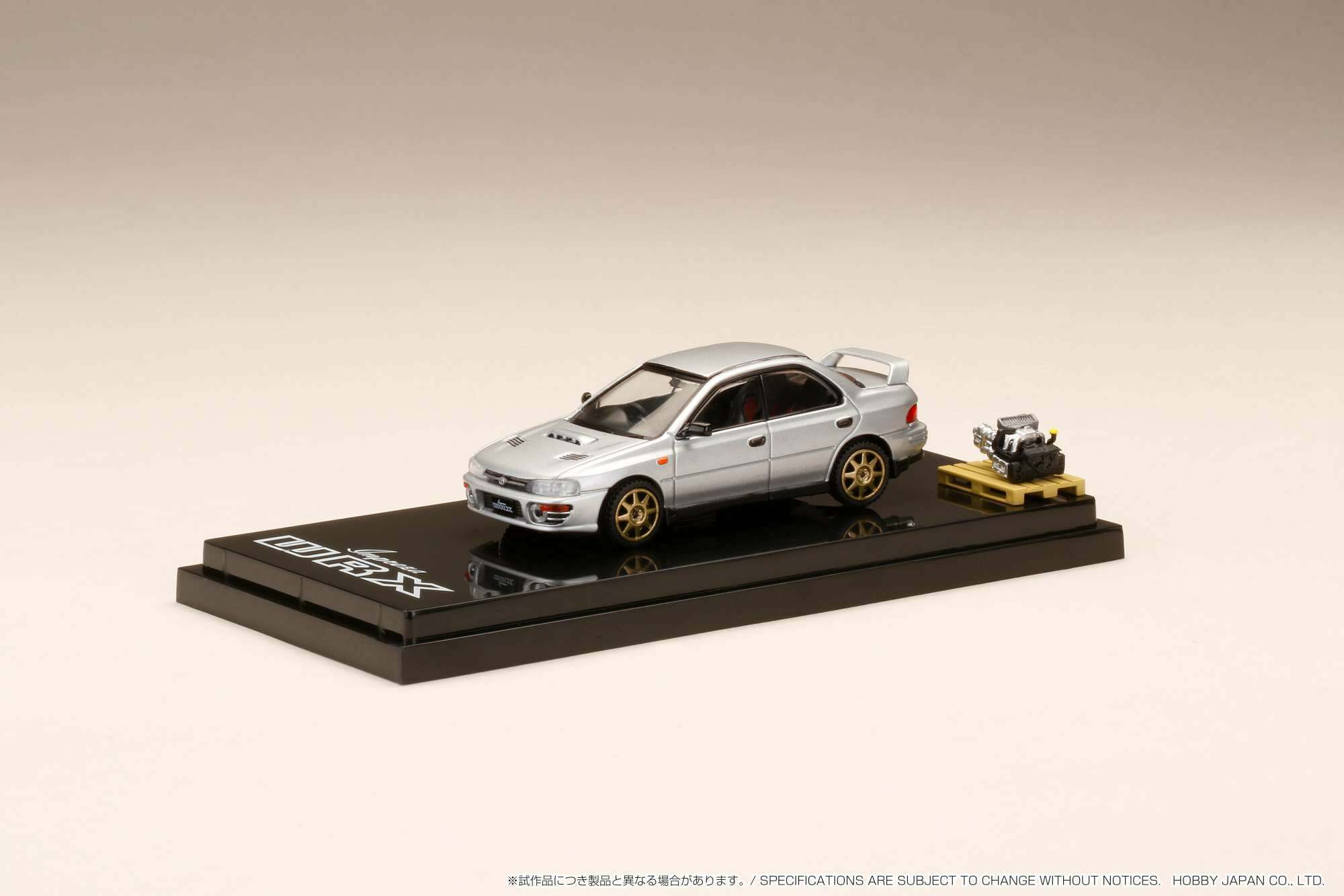 1/64 HOBBY JAPAN Subaru Impreza WRX (GC8) 1992 Customized Version Light Silver Metallic w/ Engine Display Model (HJ642013BS )