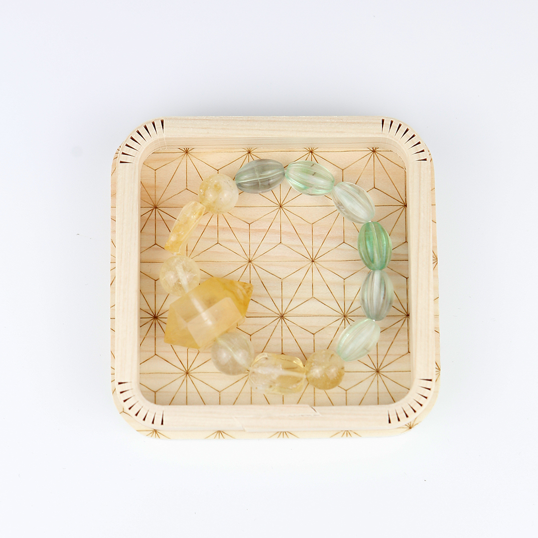 072129七輪調和手串/金髮晶黃晶/天然晶石/能量石/原生態/療癒