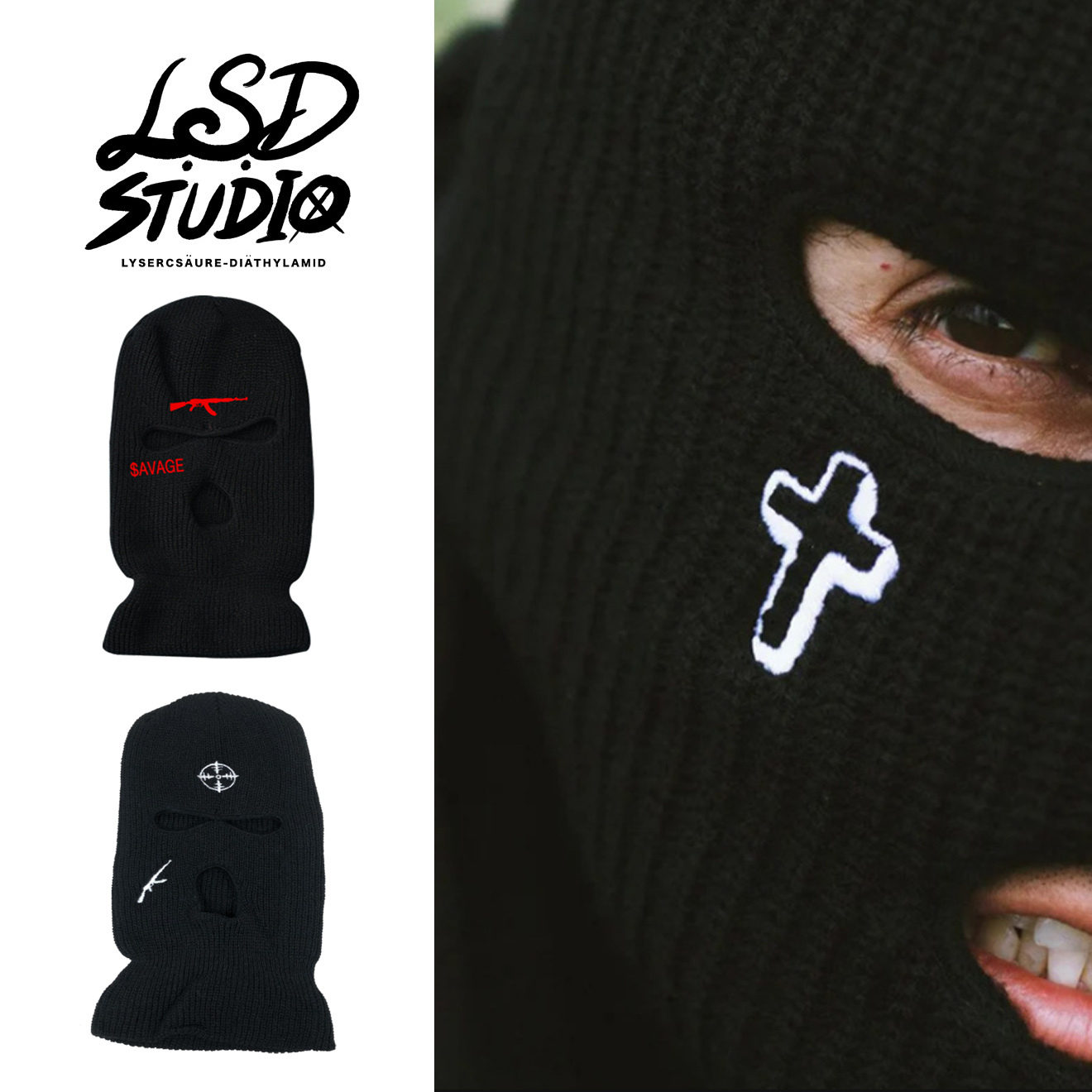 不能不潮三孔套頭設計毛帽