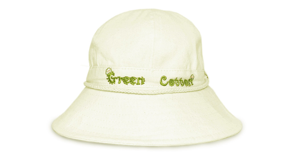 帽漁夫圈繩青綠色 Green Cotton 繡字