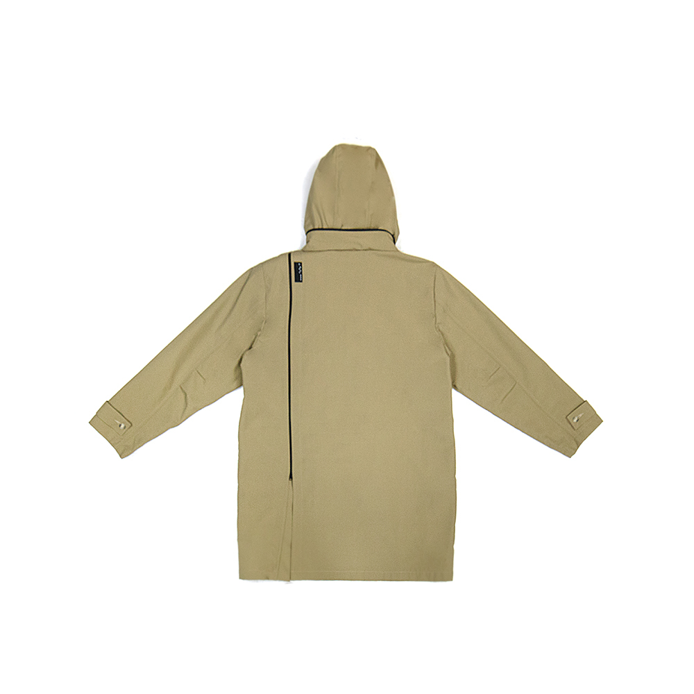 後拉鍊開叉大風衣 - 卡其