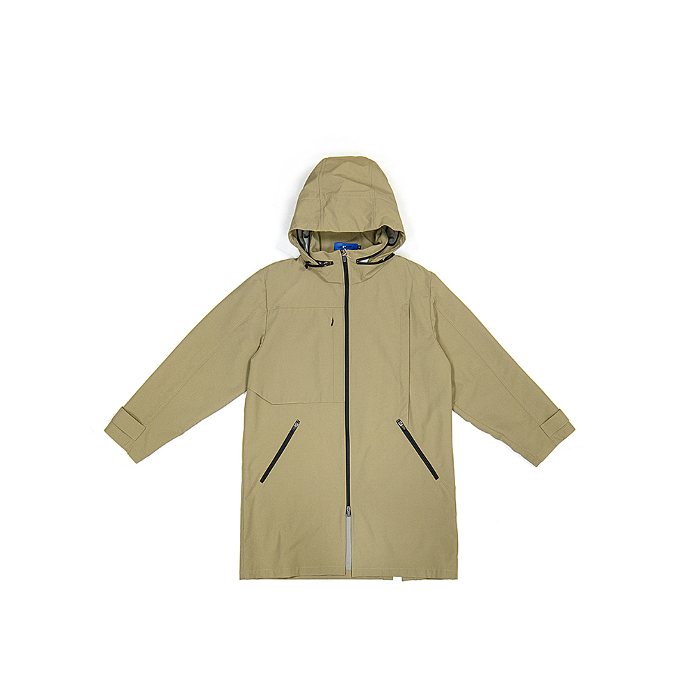 後拉鍊開叉大風衣 - 卡其