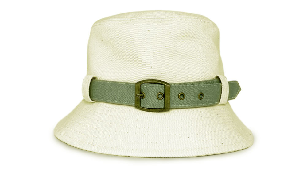 帽漁夫橄欖綠色布帶扣