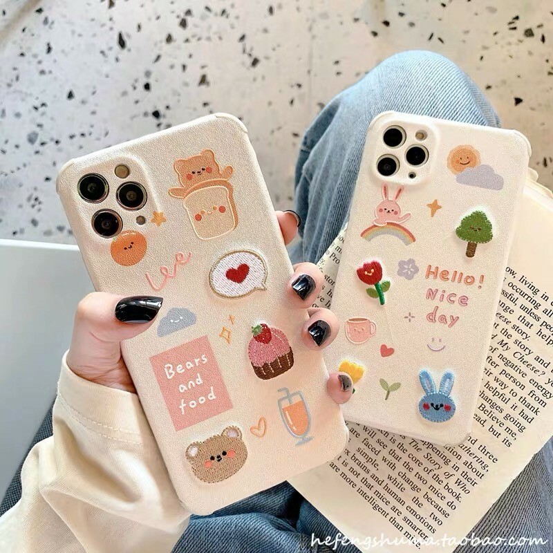 Embroidery Cartoon iPhone Casing