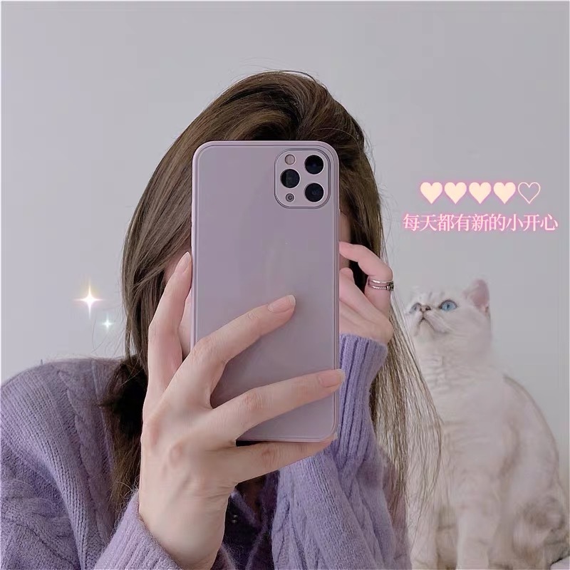 INS Simple Tempered Glass iPhone Casing