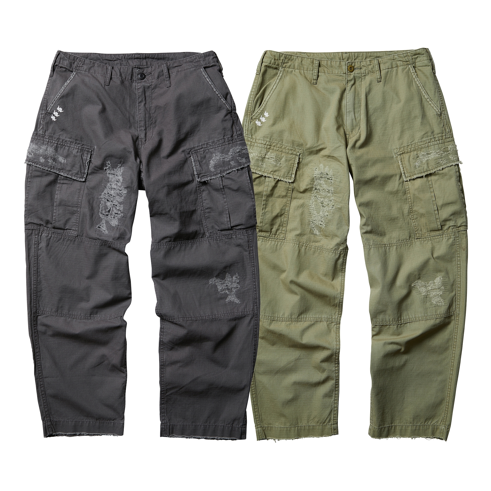 LIBERAIDERS 22S/S REPAIRED RIP STOP PANTS
