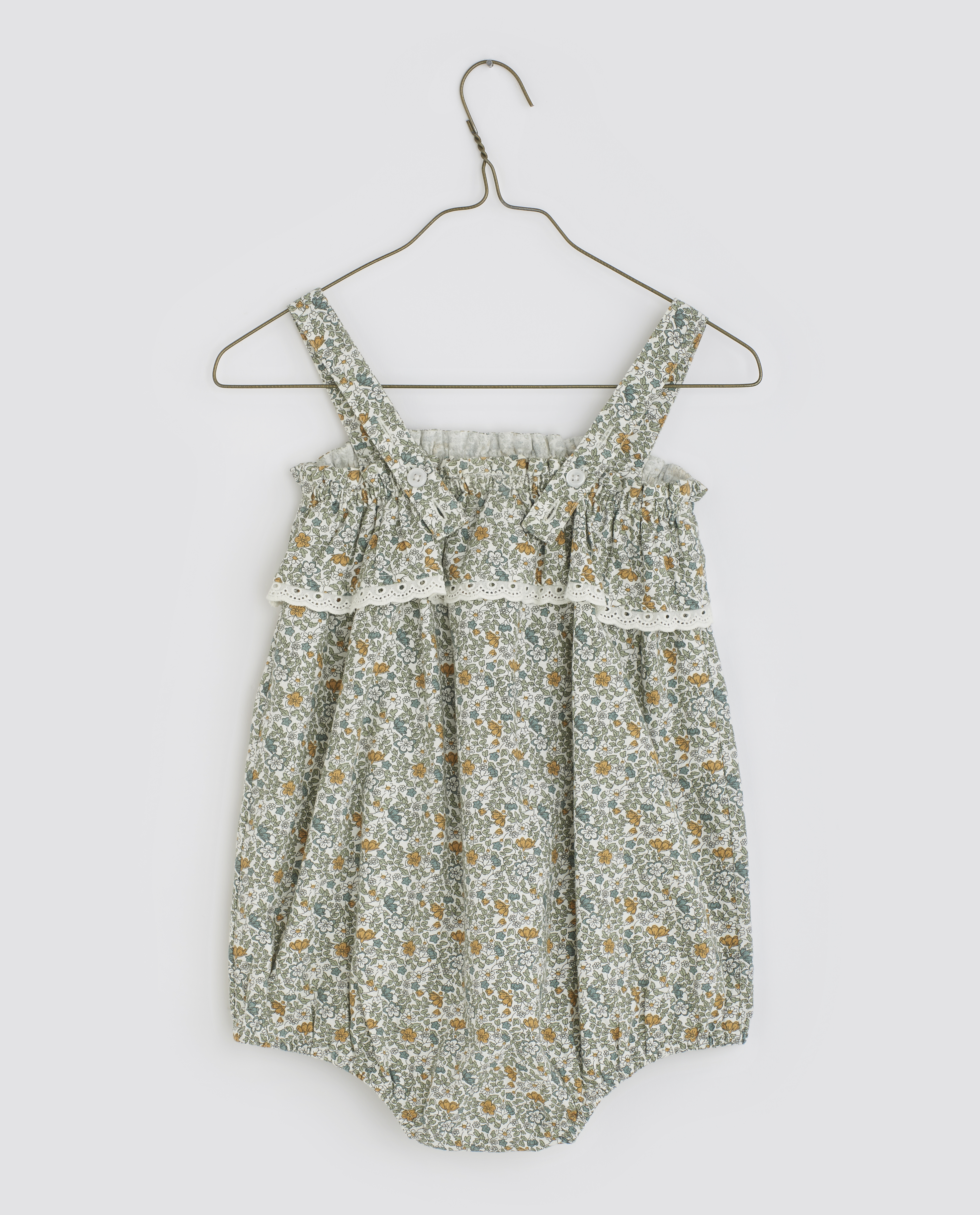 LITTLE COTTON CLOTHES - Odetta Frill Romper（Cottage Floral on White）