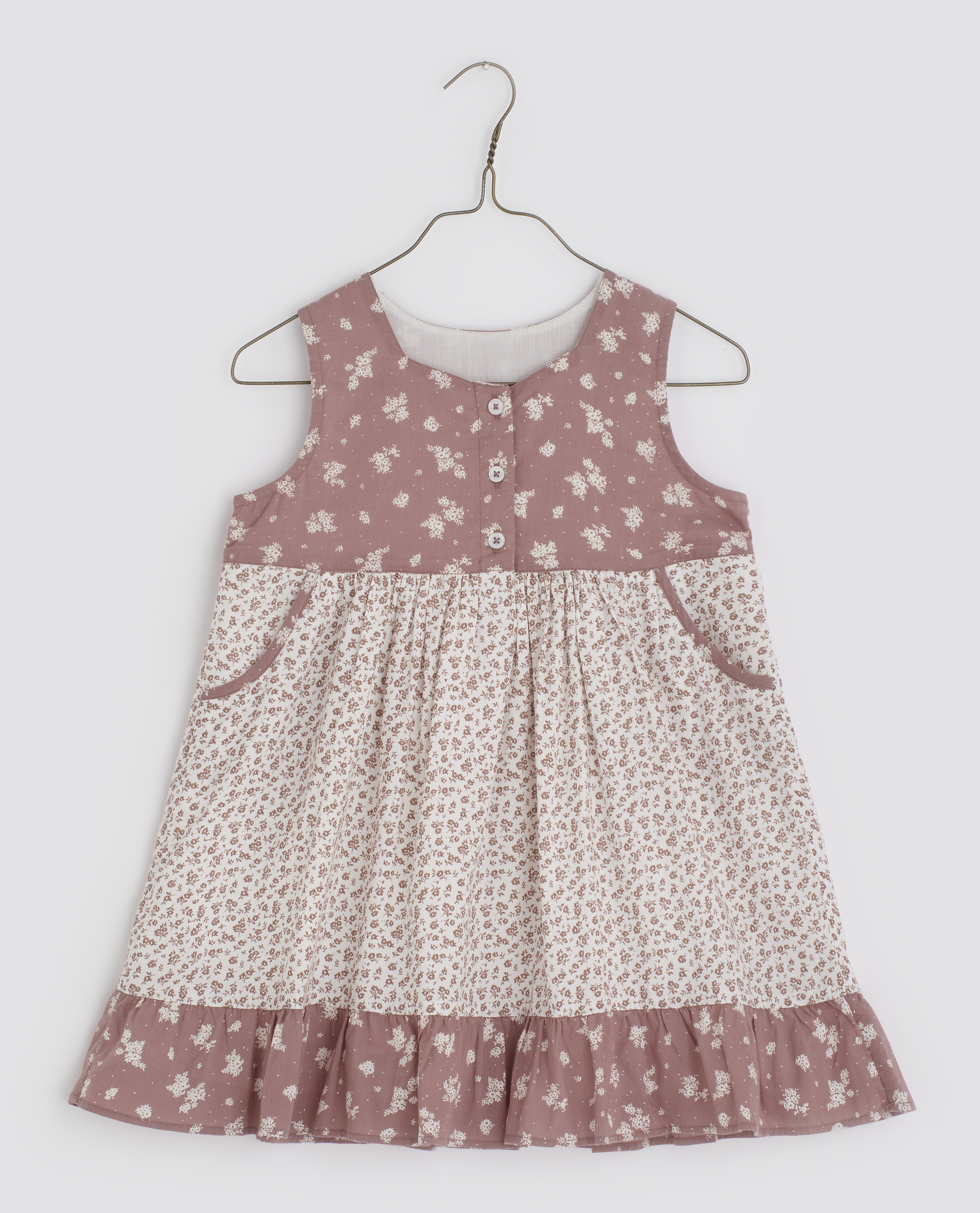 LITTLE COTTON CLOTHES - Hanna Pinafore（Anemone Floral in Rose）