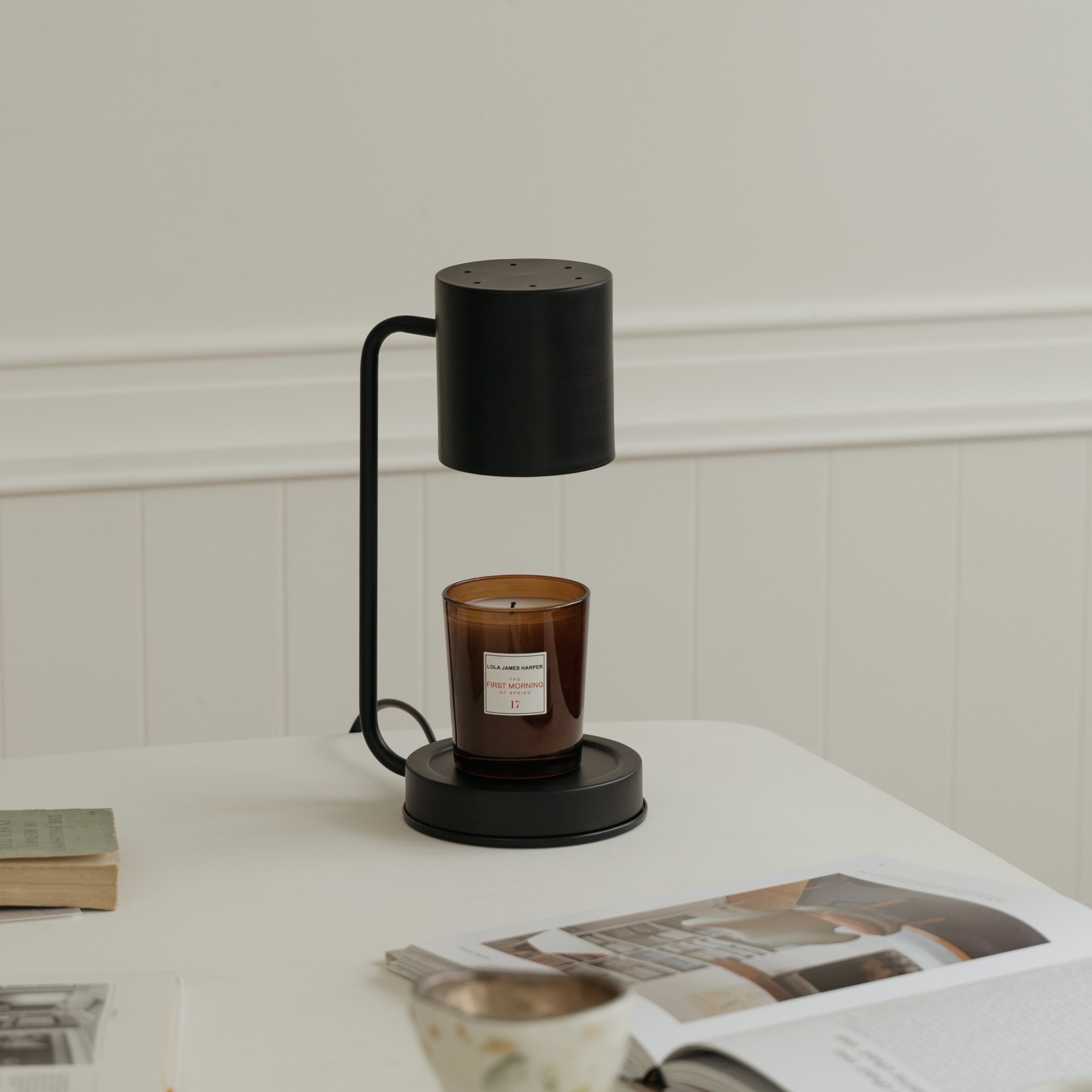 韓版簡約款 (黑色) 融蠟燈 香氛蠟燭暖燈 - HOOOME