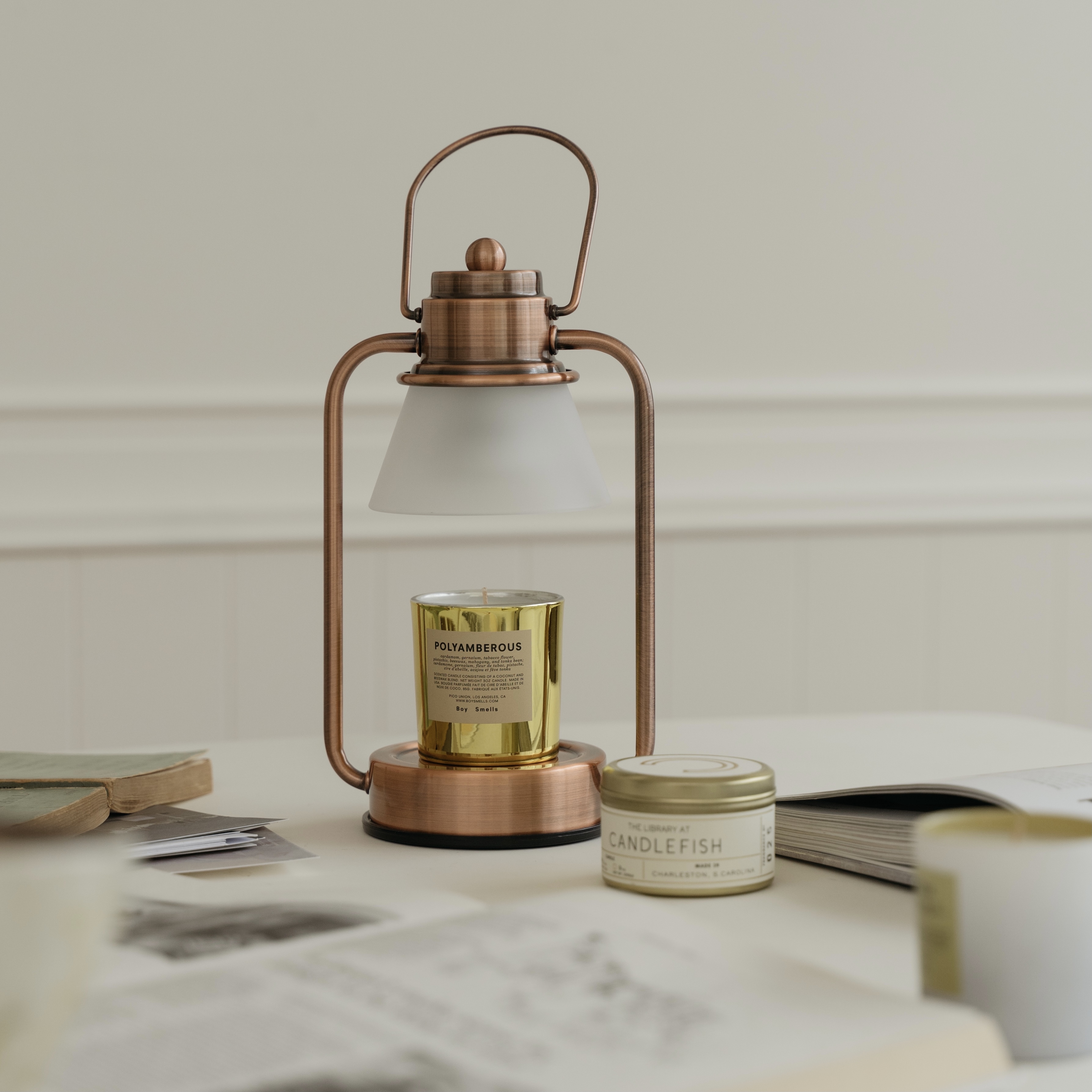 復古霧面玻璃款 (紅銅色) 融蠟燈 香氛蠟燭暖燈 - HOOOME