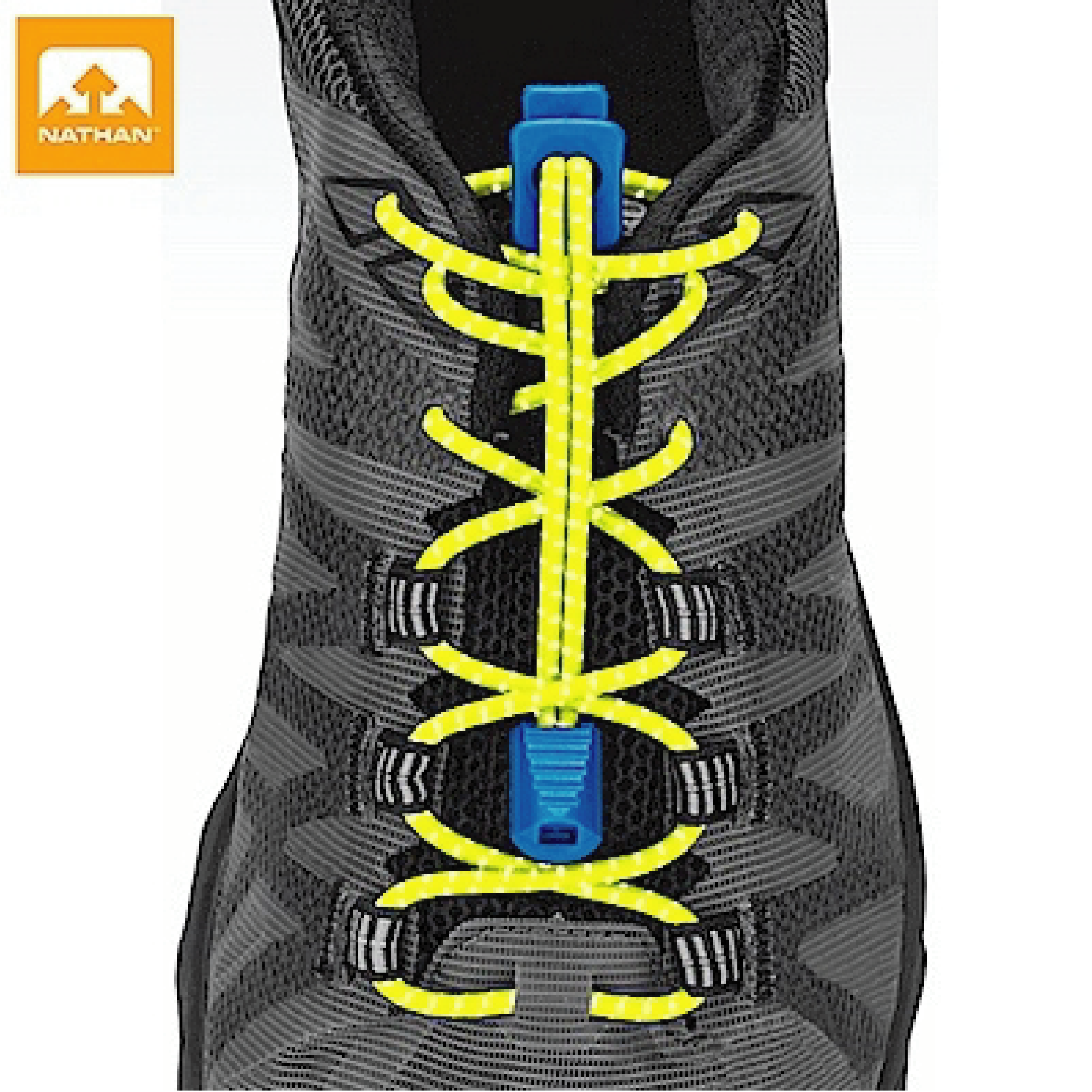 NATHAN 美國 Lock Laces快扣鞋帶(反光綠) 適用所有運動鞋/長度可修剪/高彈性材質/穩定耐用/快速穿脫79NA1161NNYEB