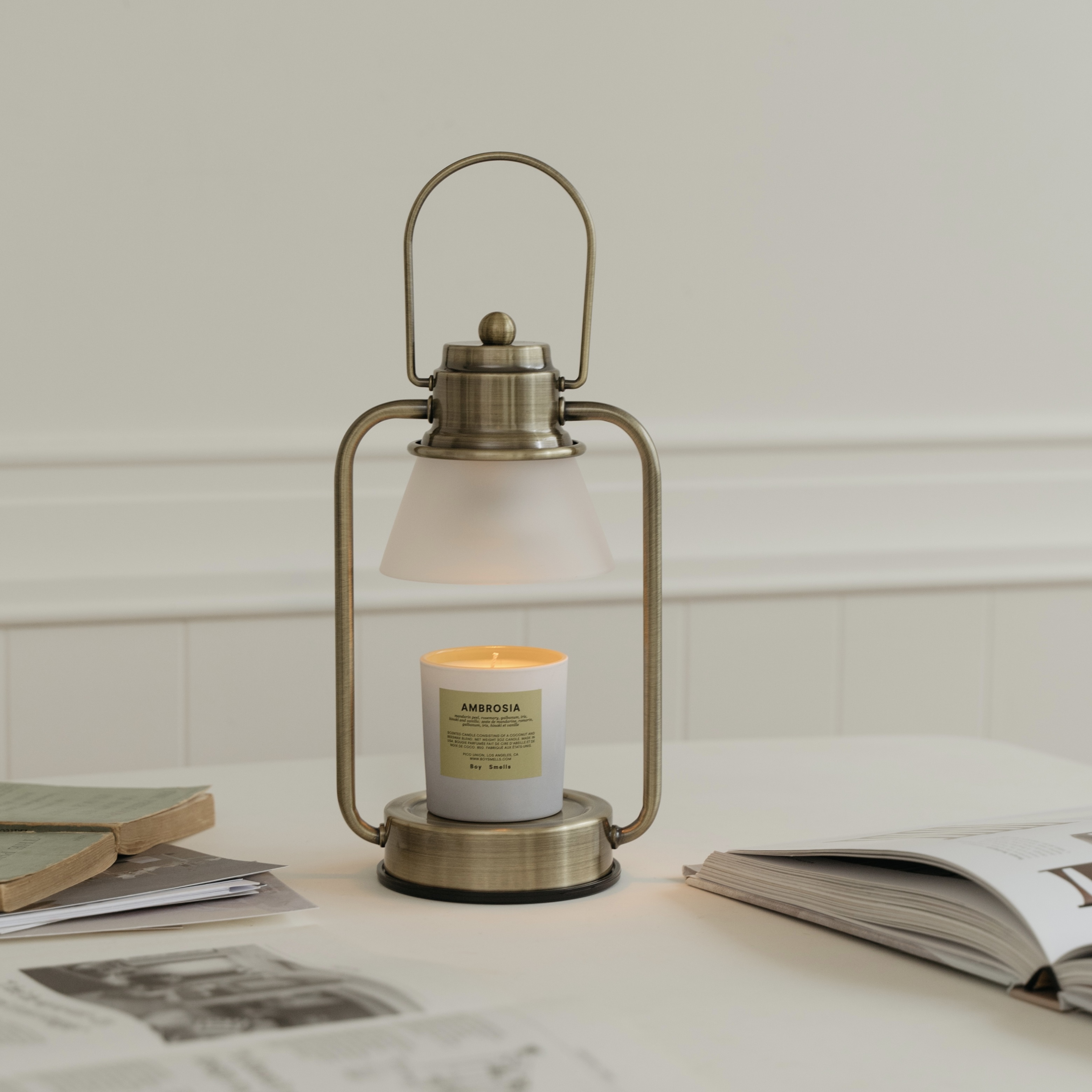 復古霧面玻璃款 (黃銅色) 融蠟燈 香氛蠟燭暖燈 - HOOOME